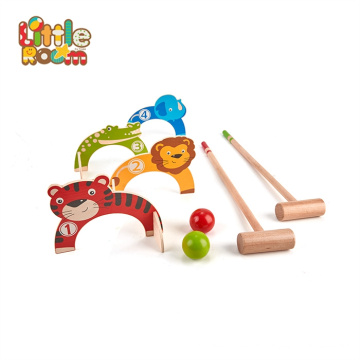 Educational Children  Wood Cartoon Animal Croquet Game,Wooden Croquet Game Set